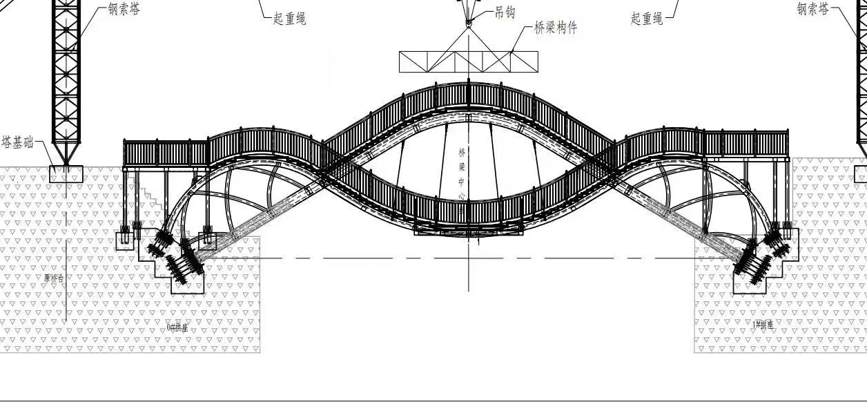 Engineering drawing for a curved steel structure